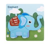 PUZZLE DAM DMAH0073C31 - 4 pezzi, tema elefante, materiale in legno, dimensioni 15x15 cm