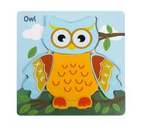 PUZZLE DAM DMAH0073C3117 - 5 pezzi, tema gufo, materiale in legno, dimensioni 15x15 cm