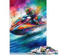 Puzzle d'arte ad acquerello con moto d'acqua, sfida difficile, puzzle in cartone riciclato al 100% per adulti e adolescenti, regali di Halloween, 1000 pezzi (26x38 cm)