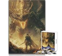 Puzzle d'arte con drago, mostro e guerriero, 1000 pezzi per adolescenti, gioco di apprendimento consapevole e divertente, celebrazioni gioiose, dimensioni 50x75cm