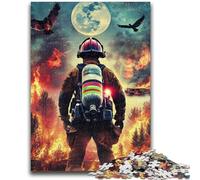 Puzzle d'arte dei pompieri da 1000 pezzi per adolescenti, giocattoli avvincenti che stimolano l'intelligenza cerebrale, regali di compleanno per bambini dai 14 anni in su, 26x38cm