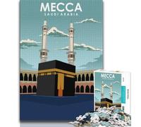 Puzzle d'arte della Mecca, Arabia Saudita, per adolescenti, 1000 puzzle, antistress, sfida difficile, regalo per tutta la famiglia, 38x26cm