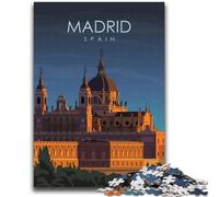 Puzzle d'arte di Madrid, Spagna di notte, 2000 pezzi, regali per adulti, impegnativi e difficili, ideali come regalo per tutta la famiglia, 2000 pezzi (70x100cm)