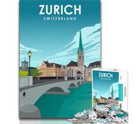 Puzzle d'arte di Zurigo, Svizzera, 1000 pezzi per adulti e adolescenti, aiuta il cervello a esercitare i giocattoli avvincenti per coltivare la pazienza e l'interazione genitore-figlio, 38x26cm