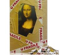 Puzzle d'arte Mona Lisa in una scatola, difficile, 100% in cartone riciclato, per donne e uomini, regalo per la festa del papà, 1000 pezzi (26x38 cm)