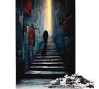 Puzzle de 1000 piezas El que asciende en silencio - Figura solitaria en el corredor de la luz, juegos educativos para el hogar, juguetes de bricolaje, 38 x 26 cm (1000 piezas)