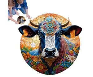 Puzzle De - Puzzle Di | Giocattolo di Legno | Enigma in Legno Rotondo Artistico con Testa Di Dipinta con Design Floreale E Astratto, Facile Da Montare, per Il Divertimento N Famil