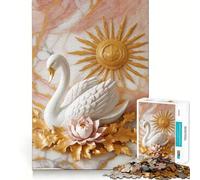 Puzzle decorativo Cigno Bianco ﹨u Sole 1000 pezzi per adolescenti Gioco stimolante per la mente Montaggio sicuro e stabile Divertimento in famiglia Attività serale (38x52cm)