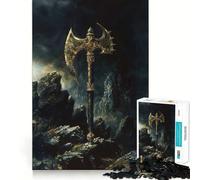 Puzzle decorato con ascia dorata per adulti, 1000 pezzi, rompicapo rilassante, assemblaggio immagini, regalo di Natale (38x26cm)