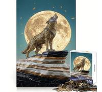 Puzzle decorato con lupo che ulula alla luna, 1000 pezzi, ideale per ragazzi, stimola la memoria, per giocare in casa, da assemblare, regalo per le vacanze (50x75cm)