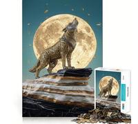 Puzzle decorato con lupo che ulula alla luna, 1000 pezzi, ideale per ragazzi, stimola la memoria, per giocare in casa, da assemblare, regalo per le vacanze (50x75cm)
