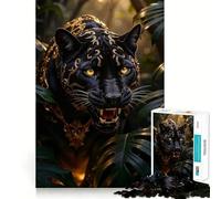 Puzzle decorato con pantera nera nella giungla per adulti, 1000 pezzi, gioco per allenare la mente, rilassante e divertente, idea regalo per le vacanze (50x75cm)