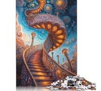 Puzzle decorato "Scala verso il cielo", puzzle premium in cartone riciclato al 100% per bambini e adulti dai 12 anni in su, regalo da 1000 pezzi (38x26 cm).