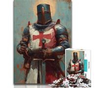 Puzzle dei cavalieri medievali per adulti e ragazzi, 1000 pezzi, difficili da completare ma divertenti e umoristici, con poster e foglio di quiz abbinati (38x26cm)