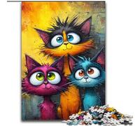 Puzzle dei tre gatti per adolescenti, 1000 puzzle, giochi divertenti, ogni pezzo è unico - Gioco divertente e stimolante per tutta la famiglia (50x75cm)