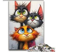Puzzle dei tre gatti per adulti e adolescenti, 2000 pezzi, giocattoli educativi per l'apprendimento, giochi per famiglie con poster abbinato e foglio di quiz (70x100cm)