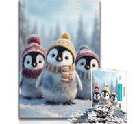 Puzzle dei tre pinguini da 1000 pezzi per adulti, gioco stimolante e decorazione da parete per famiglie, regali unici per compleanno e Natale, 38x26cm