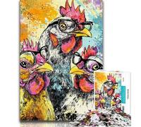 Puzzle dei tre polli per adolescenti, puzzle da 1000 pezzi, giocattoli da gioco, ogni pezzo è unico - gioco divertente e stimolante per tutta la famiglia (75x50cm)