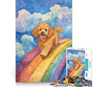 Puzzle del barboncino sul ponte dell'arcobaleno per ragazzi, 1000 pezzi, gioco per allenare la mente, design rilassante, assemblaggio, sorpresa di Natale (38x52cm)