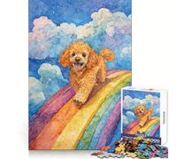 Puzzle del barboncino sul ponte dell'arcobaleno per ragazzi, 1000 pezzi, gioco per allenare la mente, design rilassante, assemblaggio, sorpresa di Natale (38x52cm)