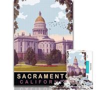 Puzzle del Campidoglio dello Stato di Sacramento per adolescenti, 1000 pezzi, giocattoli educativi per l'apprendimento, giochi per famiglie, migliorano l'amore tra coppie, 26x38cm