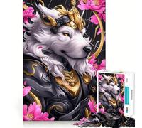 Puzzle del cane Goldendoo bianco in stile samurai per adulti,1000 pezzi,gioco di memoria,montaggio sicuro e stabile,gioco significativo per costruire connessioni (38x26cm)