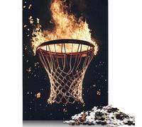 Puzzle del canestro da basket in fiamme, sfida difficile, puzzle in cartone riciclato al 100% per bambini dai 12 anni in su, regali di Halloween, 1000 pezzi (26x38 cm)