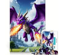 Puzzle del Castello del Drago Viola Soffio di Fuoco, 1000 pezzi, gioco di abilità mentale, rilassante, taglio di precisione, pezzo da collezione (50x75cm)