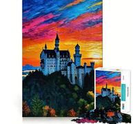 Puzzle del Castello di Neuschwanstein al tramonto per ragazzi, 1000 pezzi, gioco di logica, divertimento per tutta la famiglia, taglio di precisione, (50x75cm)