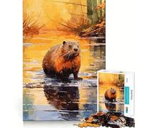Puzzle del castoro americano da 1000 pezzi divertente esercizio mentale,pezzi che si incastrano perfettamente e con precisione,un modo coinvolgente per trascorrere il tempo libero (50x75cm)
