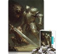 Puzzle del cavaliere medievale per adulti e ragazzi, 1000 pezzi, difficili da completare ma divertenti e umoristici, con poster e foglio di quiz abbinati (38x26cm)