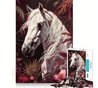 Puzzle del cavallo arabo bianco,1000 pezzi,gioco interattivo Think Boost,incastro perfetto,nessun pezzo si stacca,sfida cerebrale per la casa (38x26cm)