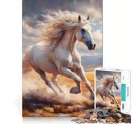 Puzzle del cavallo bianco da 1000 pezzi,gioco cognitivo divertente,taglio di alta precisione, alleviare lo stress (50x75cm)