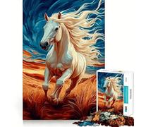 Puzzle del cavallo bianco in corsa per adulti,1000 pezzi,gioco di memoria per allenare la mente,taglio laser per un incastro perfetto, alleviare lo stress (38x52cm)