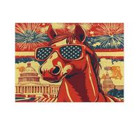 Puzzle del cavallo del 4 luglio per adulti 500 pezzi, puzzle in legno stampato patriottico 250 anni, decorazione per anniversario americano per intrattenimento creativo