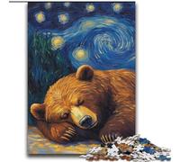 Puzzle del cielo notturno con orso bruno per adolescenti 2000, antistress, per trascorrere il tempo libero a casa e per interagire con i genitori (70x100cm)