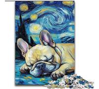 Puzzle del cielo notturno del bulldog francese per adulti 1000 pezzi, giochi educativi, decorazione per la casa, regalo di compleanno, regali, arte murale (26x38cm)