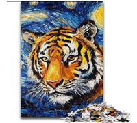 Puzzle del cielo notturno della tigre per adulti e adolescenti, 1000 pezzi, giocattoli educativi per l'apprendimento, giochi per famiglie con poster abbinato e foglio di quiz (50x75cm)