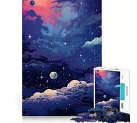 Puzzle del cielo notturno per adulti, 1000 pezzi, ricordo, miglioramento, momento di pace, taglio preciso, lista dei desideri di Babbo Natale (38x26cm)