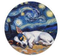 Puzzle del cielo stellato di Rat Terrier da 1000 pezzi Puzzle rotondo da 1000 pezzi, ideale per gli innamorati, perfetto come regalo di Natale, Capodanno e San Valentino (67,5x67,5cm)