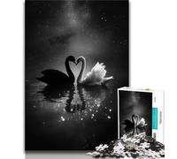 Puzzle del cigno bianco e nero per adulti, 1000 pezzi, antistress, per ammazzare il tempo durante le vacanze, con poster abbinato e foglio di quiz, 50x75cm