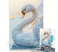 Puzzle del cigno bianco sull'acqua,1000 pezzi,gioco di costruzione,incastro sicuro,divertimento in casa durante le vacanze (38x52cm)