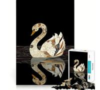 Puzzle del cigno con piume dorate per ragazzi, 1000 pezzi per allenare la mente, semplice e divertente da assemblare, regalo prezioso 38x26cm