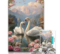 Puzzle del Cigno Nero per Adolescenti, Antistress per Ammazzare il Tempo in Casa con Poster Abbinato e Foglio di Quiz (38x26cm)