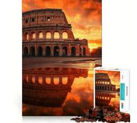 Puzzle del Colosseo di Roma al tramonto per ragazzi, 1000 pezzi, gioco stimolante per la mente, divertimento rilassante, taglio preciso, regalo festivo (38x52cm)