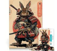 Puzzle del Coniglio Samurai da 1000 pezzi per adulti, ideale per migliorare la memoria, alleviare l'ansia, creare un design accattivante e assemblare un regalo artistico (38x52cm)