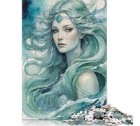 Puzzle del dio nordico Njord, raffigurato come una donna, per famiglie, in cartone riciclato al 100%, per adulti dai 12 anni in su, regali di Halloween, 1000 pezzi (26x38 cm).