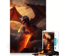 Puzzle del Drago Antico di Fuoco Rosso per adulti, 1000 pezzi, rompicapo rilassante, attività di assemblaggio, regalo perfetto (38x26cm)