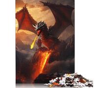 Puzzle del Drago Anziano Rosso Fuoco per Adulti 1000 Puzzle Insoliti e Sfidanti per Bambini dai 12 Anni in su 1000 Pezzi (75x50cm)