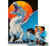 Puzzle del Drago Bianco che Rugge alla Luna,1000 pezzi,per adolescenti,gioco stimolante per la mente,montaggio sicuro e stabile,divertimento assicurato per tutta la famiglia (50x75cm)